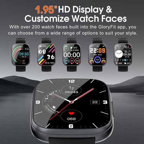 Puqo Smart Watches for Men Women, 1.95" HD Touchscreen Fitness Tracker with Bluetooth Calls, IP68 Waterproof, 120+ Sport Modes, 7-Day Battery, 24/7 Heart Rate & Sleep Monitor for Android iOS (Black) in Kuwait