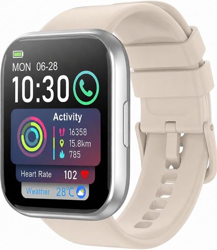 Smart Watch for Men - 1.85" HD 2026 Upgraded Fitness Tracker Bluetooth Call and Text Smartwatch with 7 Day Battery 5 ATM Waterproof Heart Rate Sleep Monitor 130+ Sport Modes for Android & iOS (White) in Kuwait