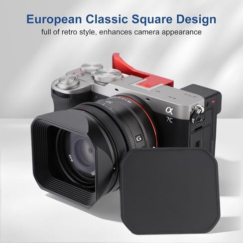 Haoge Metal Square Lens Hood for Sony RX1R3/RX1M2/RX1 FE 40mm F2.5 G FE 50mm F2.5 G FE24mm F2.8 G Lens Shade on A7CII A7CR A7R4 Camera Bayonet Mount with Cap in Kuwait