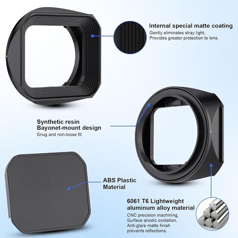 Haoge Metal Square Lens Hood for Sony RX1R3/RX1M2/RX1 FE 40mm F2.5 G FE 50mm F2.5 G FE24mm F2.8 G Lens Shade on A7CII A7CR A7R4 Camera Bayonet Mount with Cap in Kuwait