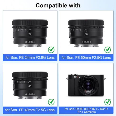 Haoge Metal Square Lens Hood for Sony RX1R3/RX1M2/RX1 FE 40mm F2.5 G FE 50mm F2.5 G FE24mm F2.8 G Lens Shade on A7CII A7CR A7R4 Camera Bayonet Mount with Cap in Kuwait
