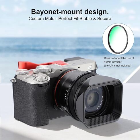 Haoge Metal Square Lens Hood for Sony RX1R3/RX1M2/RX1 FE 40mm F2.5 G FE 50mm F2.5 G FE24mm F2.8 G Lens Shade on A7CII A7CR A7R4 Camera Bayonet Mount with Cap in Kuwait