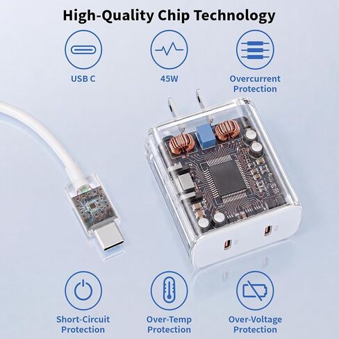 Apple 17e Fast Charging Block,[Apple MFi Certified]45W Dual Port iPhone Charger Fast Charging Plug & 4 Pack 60W USB C Cable Cord[3/6/6/10FT]for iPhone 17/17 Pro/17 Air/16/16 e/16 Pro/16 Plus/15/15 Pro in Kuwait