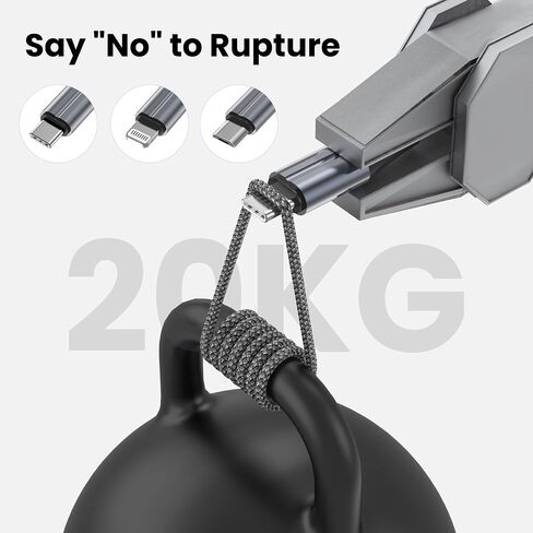 FEEL2NICE 3 in 1 Multi Charging Cable, 3-Pack 6 FT Multiple Device Charger Cord with USB C, Lightning and Micro USB Plugs for iPhone 17 16 15 14, Android Phones and Tablets, Gray in Kuwait