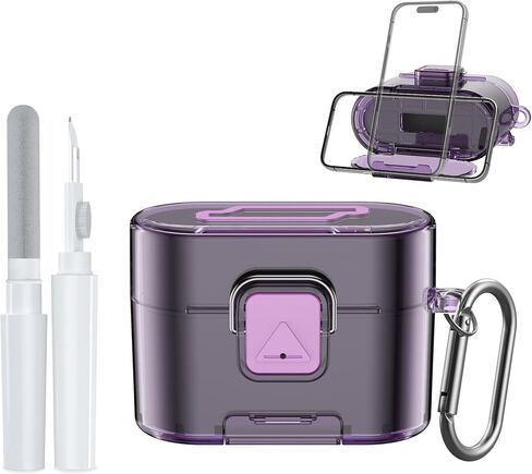 [with Safety Lock] for Sony WF-1000XM6 Case Cover, Soft TPU Clear Protective Earbuds Case with Cleaning Kit & Carabiner, Wireless Charging Headphone Accessories for Men Women(Clear Grey) in Kuwait