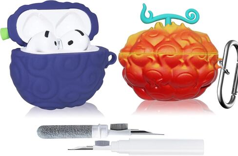 2Pack Devi Fruit for AirPods 4th Case Cute 2024 Released, Cute 3D Cartoon Silicone for Devil Fruit Cover Accessories for AirPods 4st Generation Case for Boy Girl with Cleaning Pen(Devil Fruit) in Kuwait