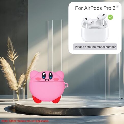 for AirPods Pro 3rd Generation Case Kirb 2025 Released, 3D Cute Cartoon Cool Funny Animal Anime Shockproof Silicone Cover Skin for AirPods Pro 3 Case Accessories with Bear Wrist Strap Kit for Boy Girl in Kuwait