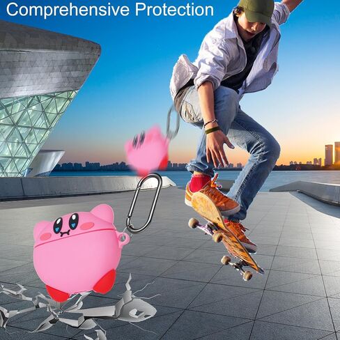 for AirPods Pro 3rd Generation Case Kirb 2025 Released, 3D Cute Cartoon Cool Funny Animal Anime Shockproof Silicone Cover Skin for AirPods Pro 3 Case Accessories with Bear Wrist Strap Kit for Boy Girl in Kuwait