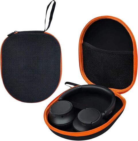 EVA Headphone Case, Hard Shell Travel Organizer,Fits Sony WH-CH720N/WH-CH520, JBL Tune 510BT & More. 8.66x7.87x2.76in. Shockproof EVA Shell, Mesh Pocket for Cables. Black/Orange in Kuwait