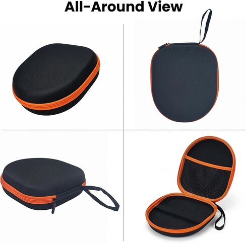 EVA Headphone Case, Hard Shell Travel Organizer,Fits Sony WH-CH720N/WH-CH520, JBL Tune 510BT & More. 8.66x7.87x2.76in. Shockproof EVA Shell, Mesh Pocket for Cables. Black/Orange in Kuwait