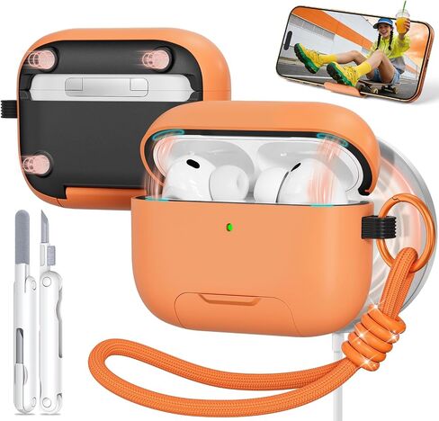 for AirPods Pro 3 Case, Magnetic Lock Design (Orange) in Kuwait