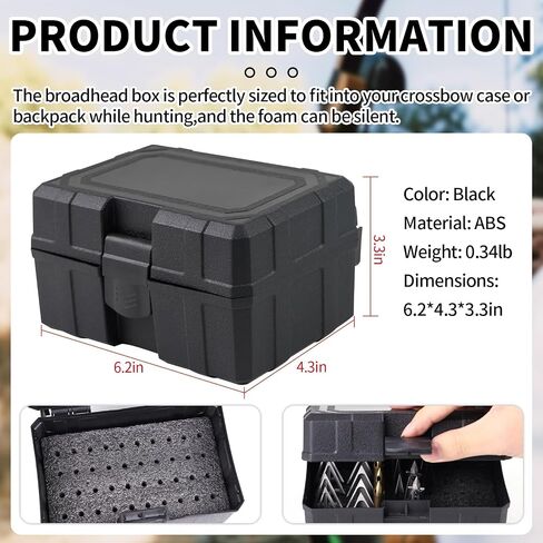 Broadhead Case、A Large Box For Composite Bows And Crossbow Wide Knives, Suitable For Storage Boxes With Various Wide Heads, With 40 Hole Positions, Capable Of Holding 10-20 Broad Heads(Case Only) in Kuwait