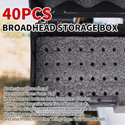 Broadhead Case、A Large Box For Composite Bows And Crossbow Wide Knives, Suitable For Storage Boxes With Various Wide Heads, With 40 Hole Positions, Capable Of Holding 10-20 Broad Heads(Case Only) in Kuwait
