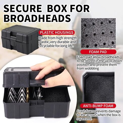 Broadhead Case、A Large Box For Composite Bows And Crossbow Wide Knives, Suitable For Storage Boxes With Various Wide Heads, With 40 Hole Positions, Capable Of Holding 10-20 Broad Heads(Case Only) in Kuwait