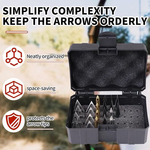 Broadhead Case、A Large Box For Composite Bows And Crossbow Wide Knives, Suitable For Storage Boxes With Various Wide Heads, With 40 Hole Positions, Capable Of Holding 10-20 Broad Heads(Case Only) in Kuwait