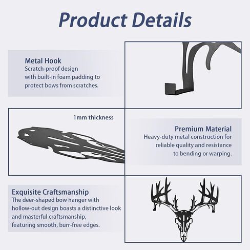 SPG Compound Bow Hanger for Wall - Deer-Shaped Bow Wall Mount Archery Bow Rack Storage Holder with Sponge Protection for Hunting Decor Holds Up to 13lbs in Kuwait