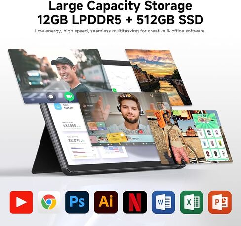 CHUWI Hi10 Max AI Tablet 12.96", Intel Ultra 5 125U, 12GB LPDDR5 512GB SSD, AI Boost NPU, 12C/14T, Max 4.3GHz, IPS 2880 * 1920 Touchscreen, 4K Micro-HDMI, WiFi 6, BT 5.3, USB 3.2, Type C, with Case in Kuwait