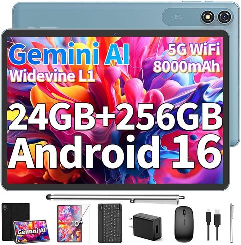 Android 10 inch, AI Android 16 Tablet with Keyboard, 24GB+256GB+2TB, Pink in Kuwait
