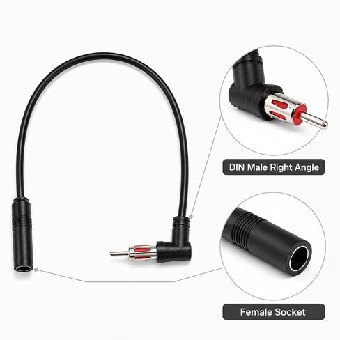 Universal Car FM AM/DIN Male Right Angle to Female Audio Modified DVD Navigation CD Player Radio Antenna Extension Cable Conversion Cable 20 inches in Kuwait