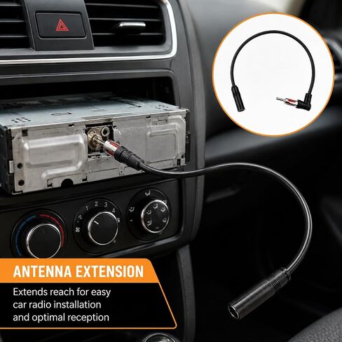 Universal Car FM AM/DIN Male Right Angle to Female Audio Modified DVD Navigation CD Player Radio Antenna Extension Cable Conversion Cable 20 inches in Kuwait