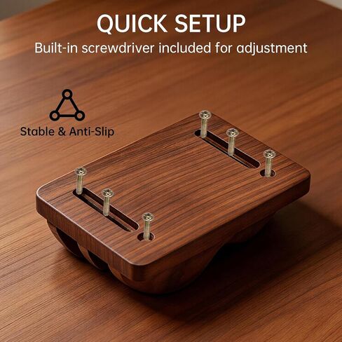 Vertical Laptop Stand for Desk Wood Walnut Adjustable Width Holder Compatible with All MacBook Pro Air HP Dell Surface Organizer Fits 10-30mm Laptops Dual Slot Design in Kuwait