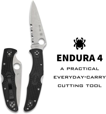 Spyderco Endura 4 Thin Red Line Folding Pocket Knife, CombinationEdge in Kuwait