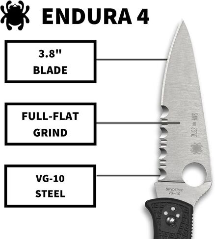 Spyderco Endura 4 Thin Red Line Folding Pocket Knife, CombinationEdge in Kuwait