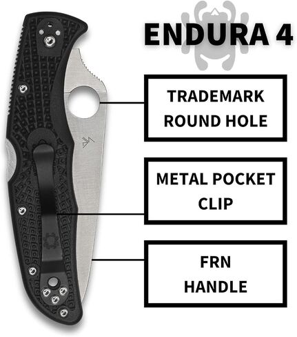 Spyderco Endura 4 Thin Red Line Folding Pocket Knife, CombinationEdge in Kuwait