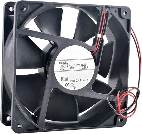 12cm Dual Ball Bearing Axial Flow Cooling Fan 4715KL-05W-B20 DC24V 0.28A 2Pin Frequency Converter 120x120x38mm for Computer Case in Kuwait