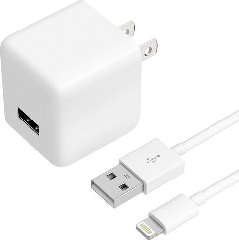 TalkWorks USB Cable Compatible w/ iPhone 14/14 Plus/14 Pro/14 Pro Max, 13/Mini/Pro/Pro Max, 12/Mini/Pro/ProMax, Phone, AirPods, iPad - 5' Lightning Cable Wall Charger Adapter - MFI Certified (White) in Kuwait