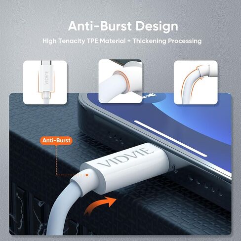 CB477 USB-C to Lightning Charger Cable for Apple iPhone 14 13 12 11 X Xs Pro, Pro Max, Plus, iPad, 3 Foot, White in Kuwait