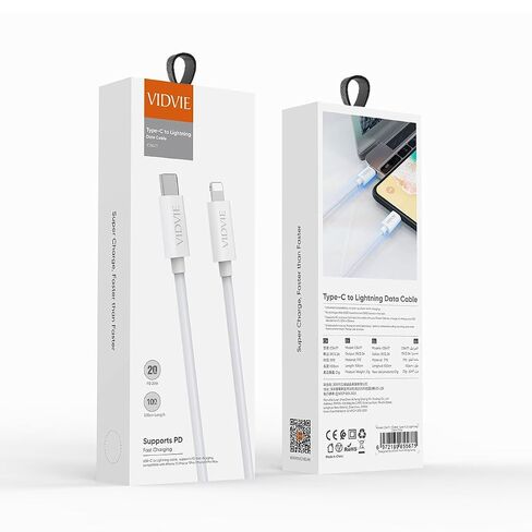 CB477 USB-C to Lightning Charger Cable for Apple iPhone 14 13 12 11 X Xs Pro, Pro Max, Plus, iPad, 3 Foot, White in Kuwait