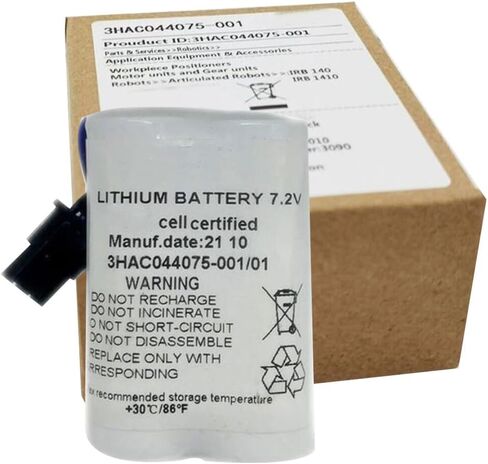 BALOLO (10-Pack) 3HAC044075-001/01 7.2V 3600mAh for Robot CPU SMB Battery ABBTA521 ABB3HAC16831-1 Lithium Battery with Plug in Kuwait