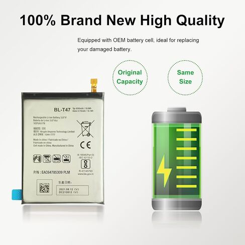 New Upgraded Battery for LG Velvet 5G (AT&T, Unlocked), BL-T47 Replacement Battery Compatible with LG Velvet 5G (AT&T, Unlocked), with Repair Tools & Instruction in Kuwait