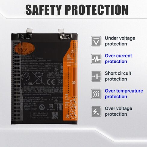 Duotipa New Replacement Battery BP4K for Redmi Note 12 Pro 5G / Poco X5 PRO/Poco F5 5G with Repair Tools Kit in Kuwait