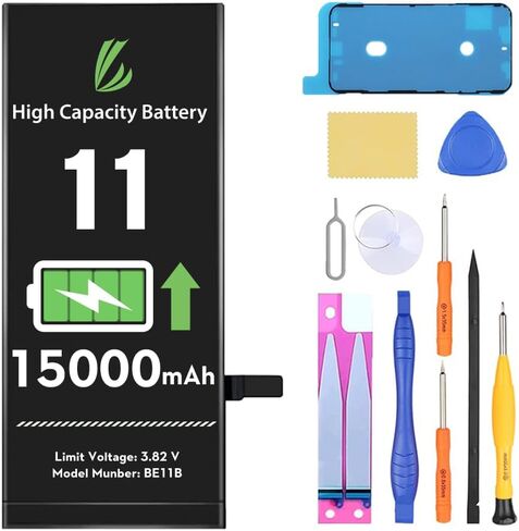 LL TRADER Battery for iPhone 11, 15000 mAh High Capacity Replacement Battery for iPhone 11 (A2111, A2223, A2221) with Full Set Repair Tool Kit 2026 in Kuwait