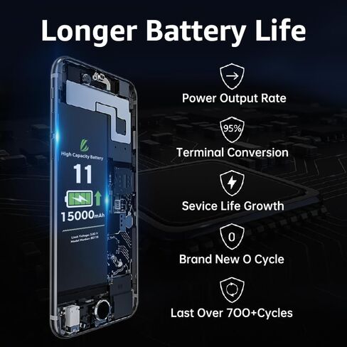 LL TRADER Battery for iPhone 11, 15000 mAh High Capacity Replacement Battery for iPhone 11 (A2111, A2223, A2221) with Full Set Repair Tool Kit 2026 in Kuwait