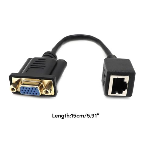hejhncii 15cm VGA to RJ45 Converters Adapters Cable Line Extension Wire Cord Female/Male to Female Cat5 / Cat6 Ethnernet Cable Vga Extender Line Converters Wire in Kuwait