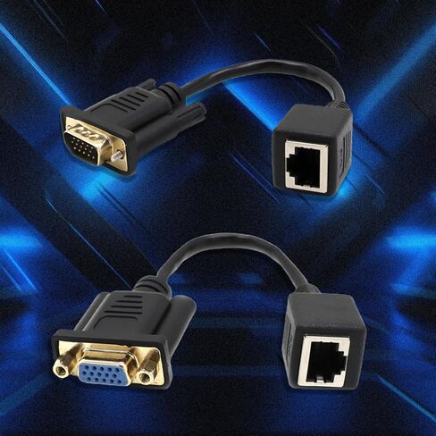 hejhncii 15cm VGA to RJ45 Converters Adapters Cable Line Extension Wire Cord Female/Male to Female Cat5 / Cat6 Ethnernet Cable Vga Extender Line Converters Wire in Kuwait