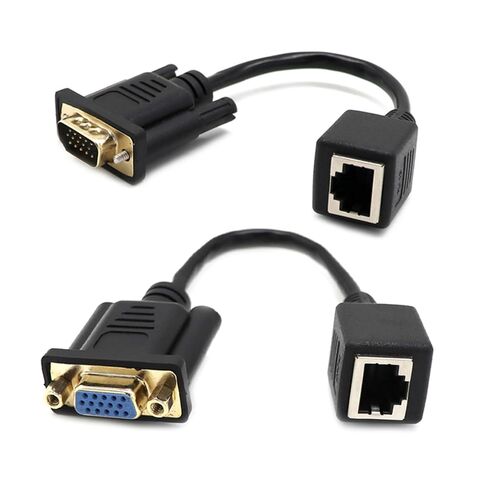 hejhncii 15cm VGA to RJ45 Converters Adapters Cable Line Extension Wire Cord Female/Male to Female Cat5 / Cat6 Ethnernet Cable Vga Extender Line Converters Wire in Kuwait