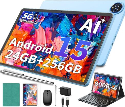 2026 11 Inch Tablet, Android 15 Tablet with Keyboard (Green) in Saudi Arabia