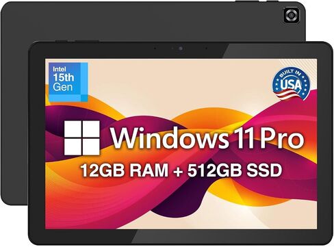 Fusion5 2026 New Version 10.1" Windows 11 Pro Tablet PC - Built in USA - 15th Gen CPU, 12GB DDR5 RAM, 512GB SSD, 10 inch FHD+, Metallic, 158% Faster than the Old Version of our Windows Tablet Computer in Kuwait