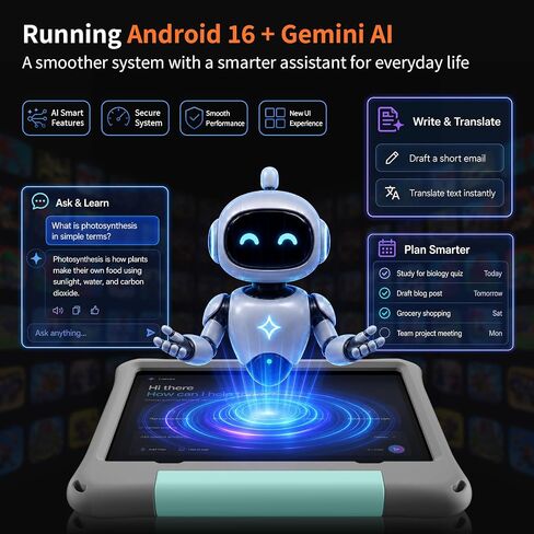Tablet 10.1 Inch Android 16 Tablet, 24GB RAM 64GB ROM 1TB Expand, Octa‑Core Eletronic Tablet with Case, Gemini AI, Dual Camera, WiFi, HD IPS Display, BT, 6000mAh, Widevine L1, Kids Parental Control in Kuwait