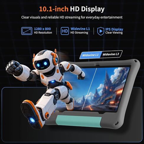 Tablet 10.1 Inch Android 16 Tablet, 24GB RAM 64GB ROM 1TB Expand, Octa‑Core Eletronic Tablet with Case, Gemini AI, Dual Camera, WiFi, HD IPS Display, BT, 6000mAh, Widevine L1, Kids Parental Control in Kuwait