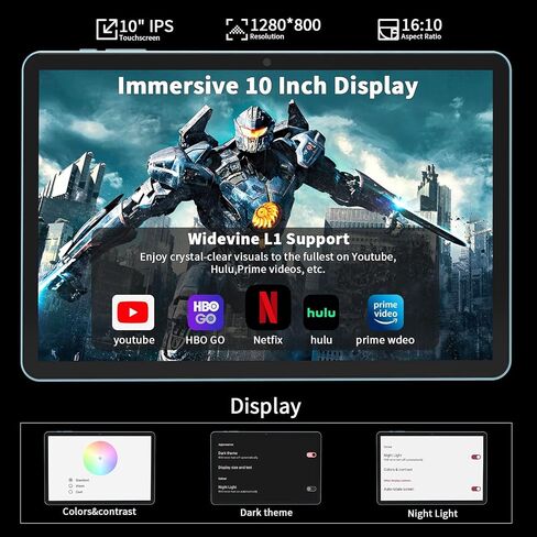 2026 Android tablet 10 inch, Android 15 Tablet with Keyboard, 24GB+256GB+2TB Expand, 2 in 1 Tablets with Gemini AI, 8-Core, 8000mAh, Widevine L1, GMS, Tablets PC with Case, Mouse, Stylus (Black Case) in Kuwait