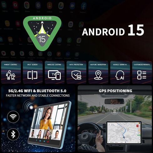 2026 Android tablet 10 inch, Android 15 Tablet with Keyboard, 24GB+256GB+2TB Expand, 2 in 1 Tablets with Gemini AI, 8-Core, 8000mAh, Widevine L1, GMS, Tablets PC with Case, Mouse, Stylus (Black Case) in Kuwait
