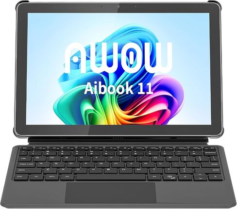AWOW 10.1" Tablet with Keyboard, 2-in-1 Mini Laptop Tablet PC, Intel N150, 12GB RAM 256GB SSD, in-Cell Display, 36W PD Fast Charging, WiFi 6, BT 5.0, HDMI, Type-C, 8MP+5MP Camera in Kuwait