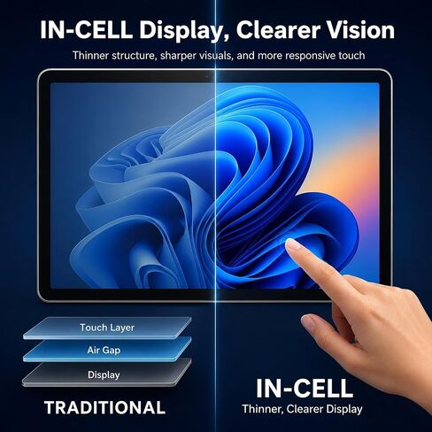 AWOW 10.1" Tablet with Keyboard, 2-in-1 Mini Laptop Tablet PC, Intel N150, 12GB RAM 256GB SSD, in-Cell Display, 36W PD Fast Charging, WiFi 6, BT 5.0, HDMI, Type-C, 8MP+5MP Camera in Kuwait