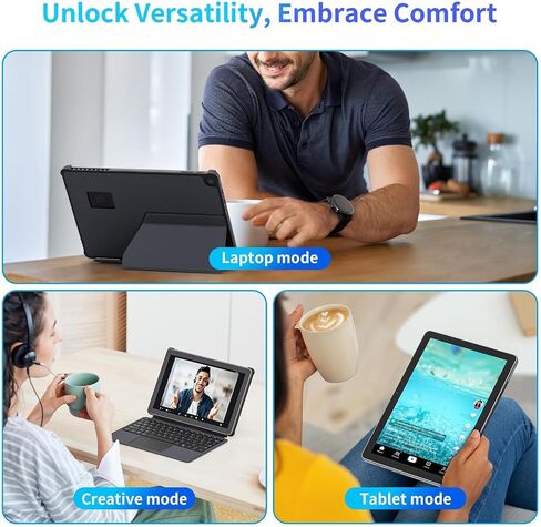AWOW 10.1" Tablet with Keyboard, 2-in-1 Mini Laptop Tablet PC, Intel N150, 12GB RAM 256GB SSD, in-Cell Display, 36W PD Fast Charging, WiFi 6, BT 5.0, HDMI, Type-C, 8MP+5MP Camera in Kuwait