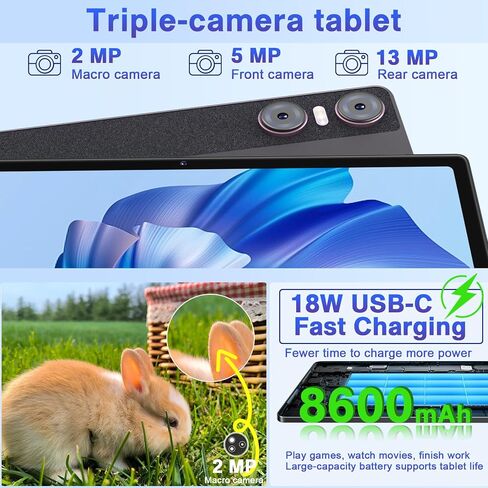 YESTEL 11 Inch Android 13 Tablet, 16GB+256GB, 8600mAh, 2K Display 2000x1200 in Kuwait
